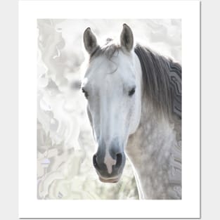 White dream horse - portrait Posters and Art